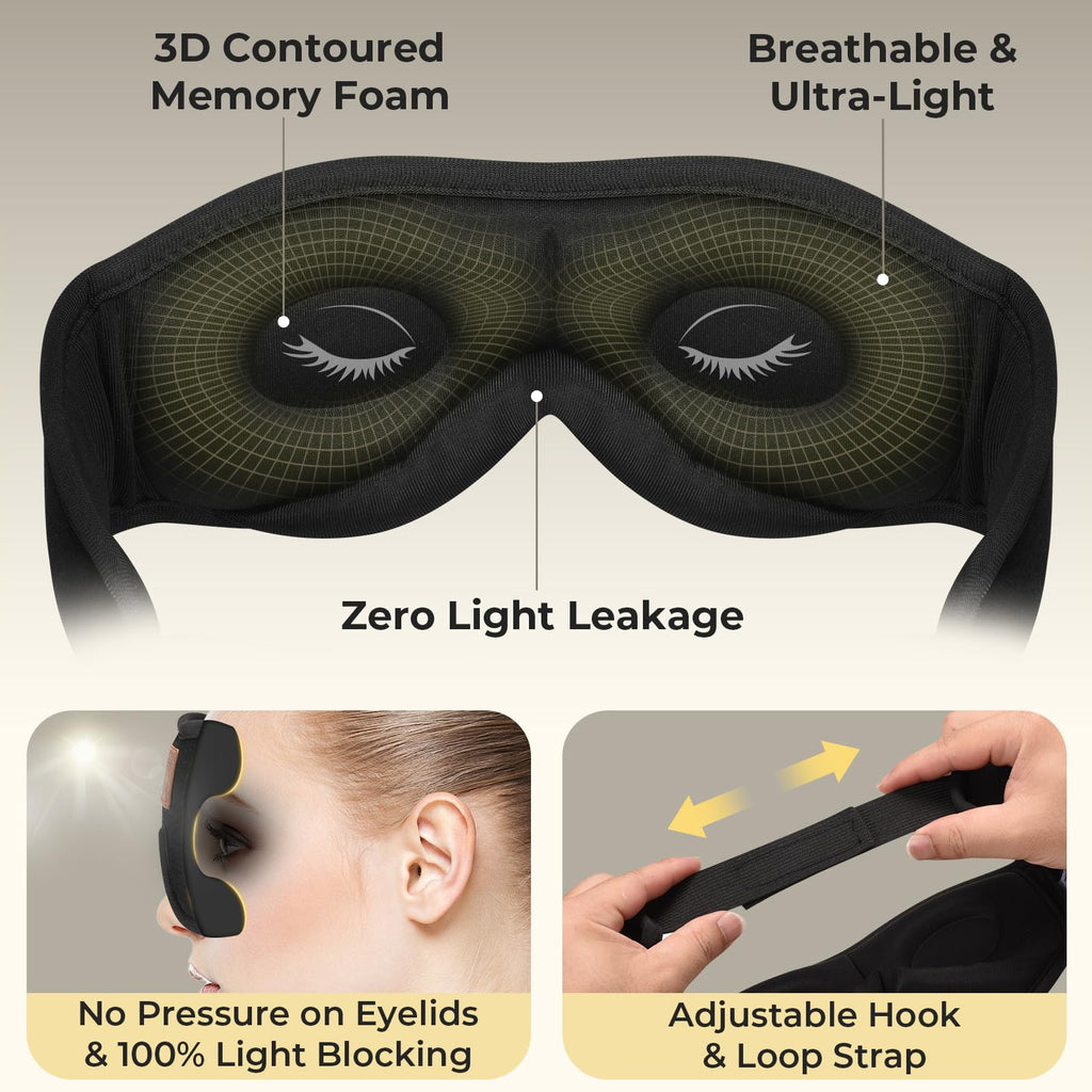 3D Bluetooth Sleep Mask with Headphones 2-Pack P130