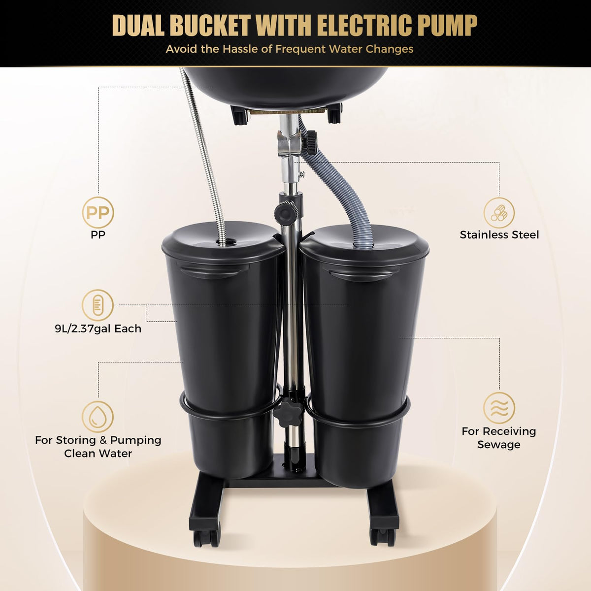 Portable Shampoo Bowl with Electric Pump K8604