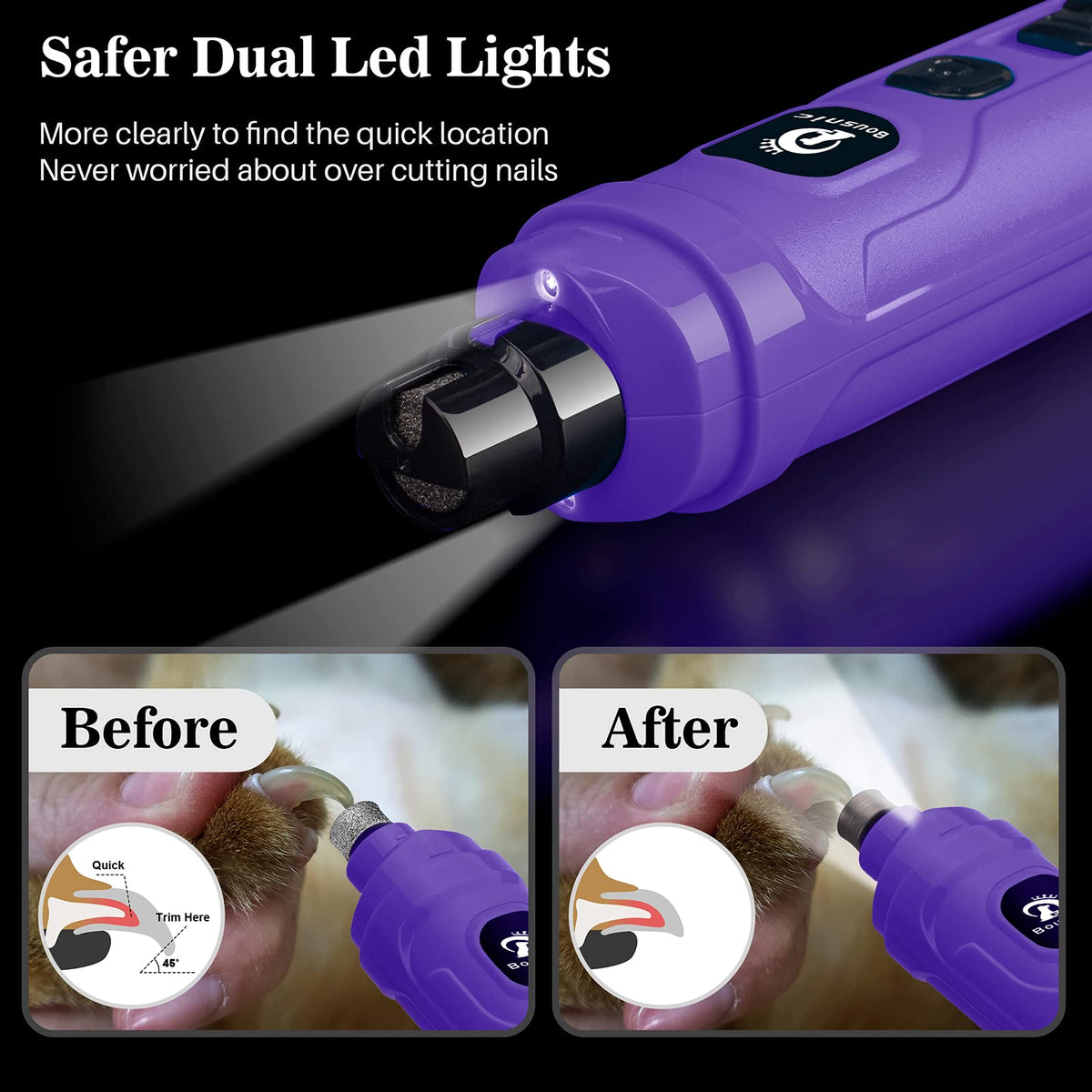 2-Speed Electric Dog Nail Grinder with 2 LED Light H4144