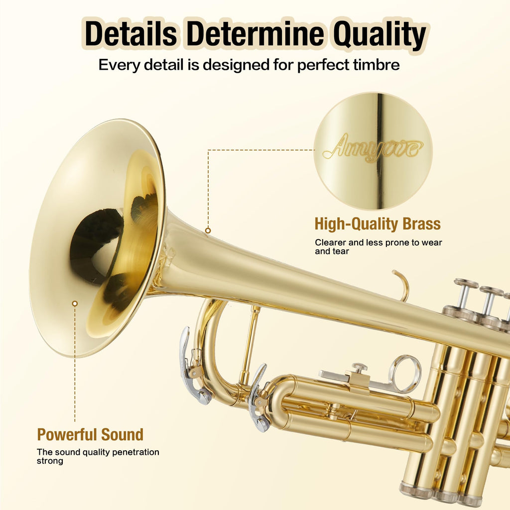 Brass Standard Trumpets with Bag, Mouthpiece, Strap, Gloves, Cleaning Cloth, Trumpet Oil V227825