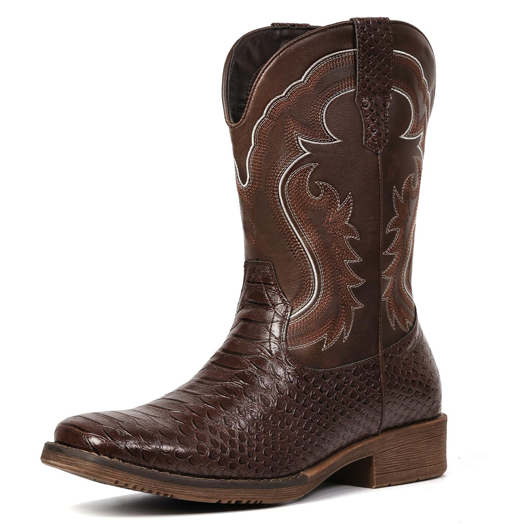 Cowboy Boots for Men Square Toe Mid Calf M1688
