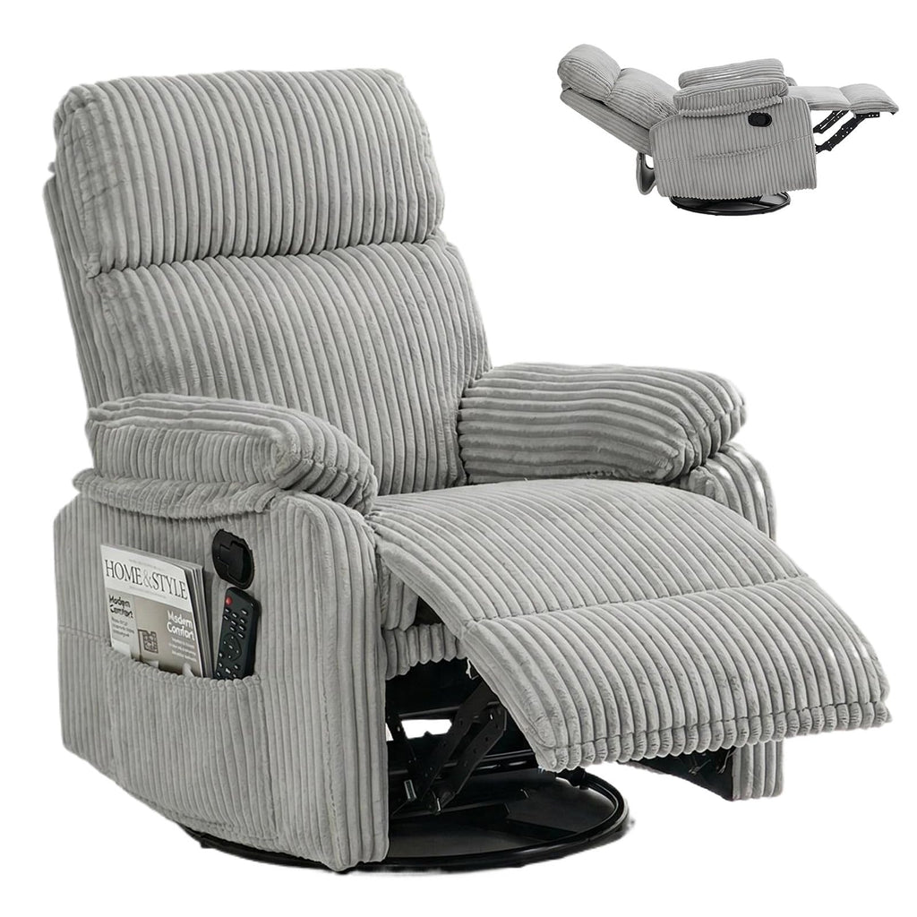 360° Swivel Rocking Corduroy Recliner V499173