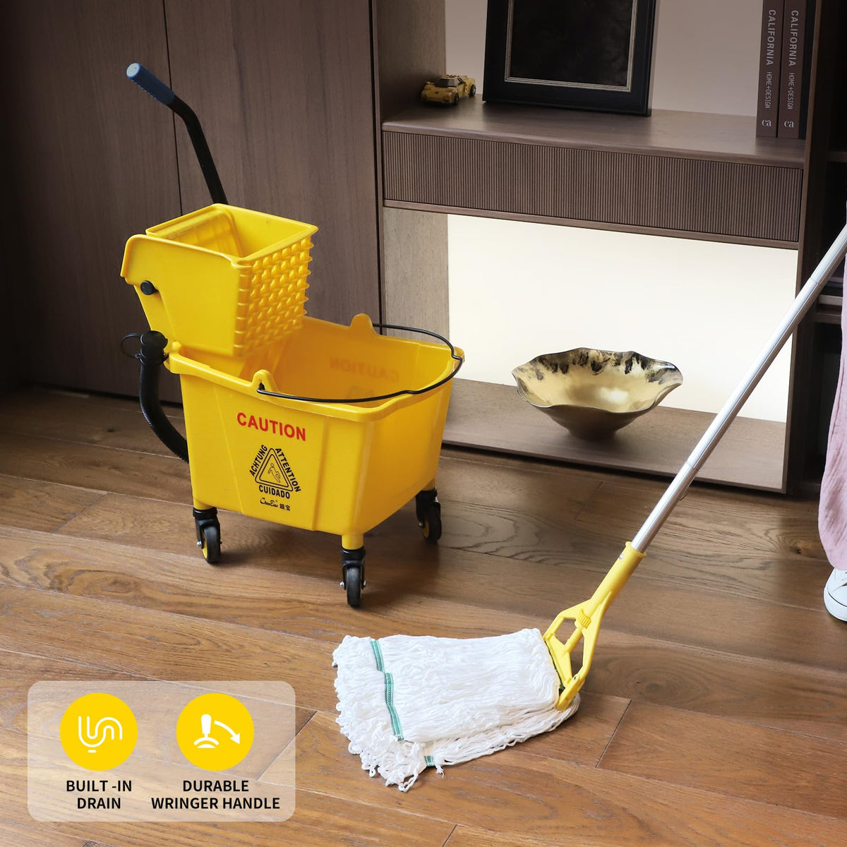 35Qt Mop Bucket with Wringer and Drain Hose H131893