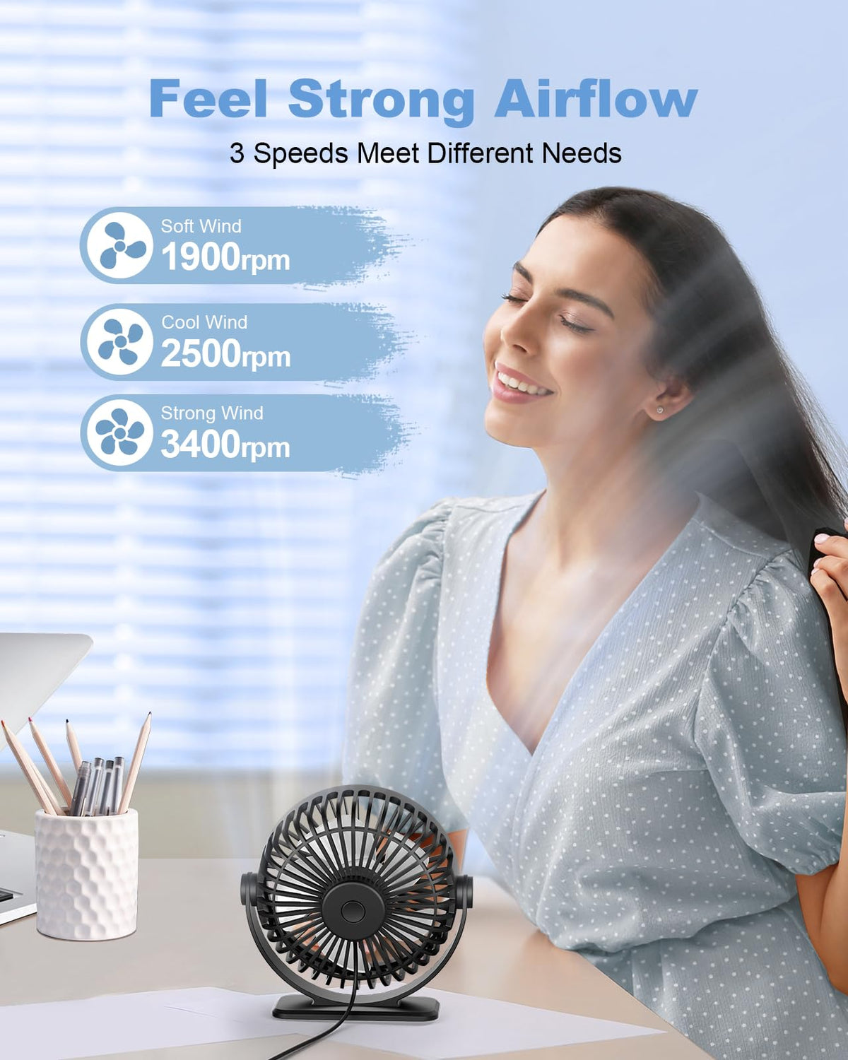 Black 2 Pack USB Powered Mini Desk Fan Z949
