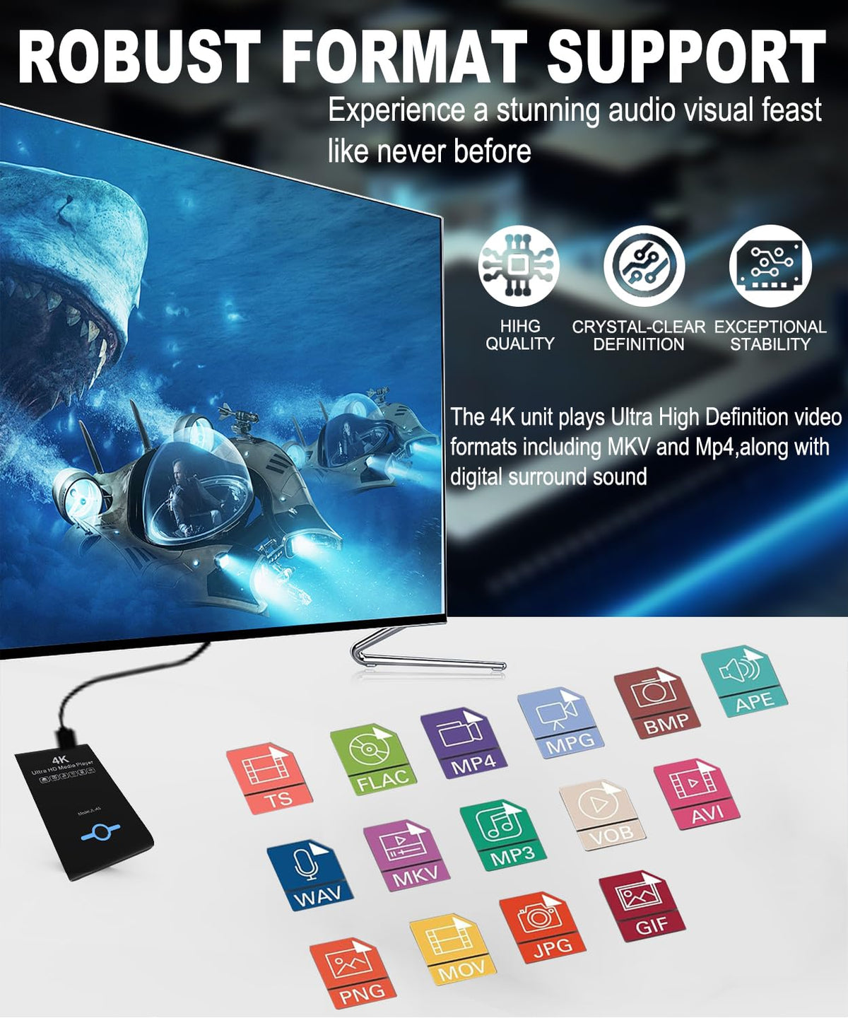 4K Ultra HD Media Player & HDD Enclosure 2-in-1 T915696