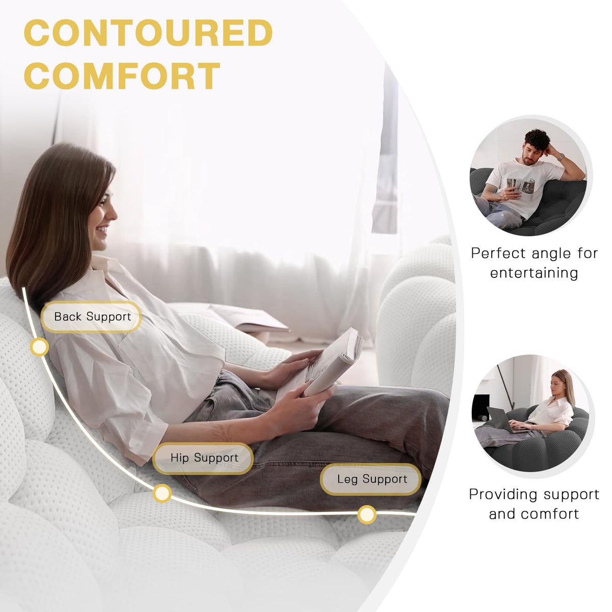 Light Gray Curved Upholstered Sofa F80935