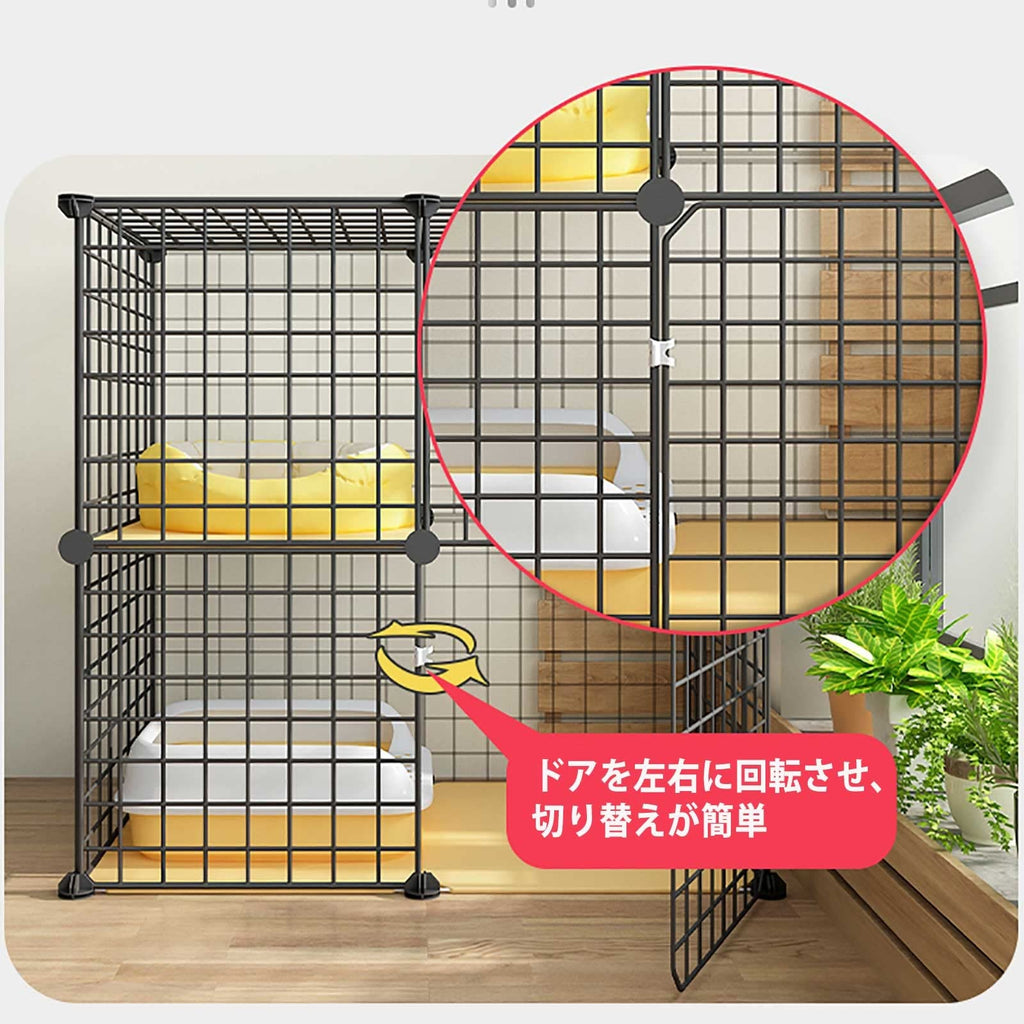 2-Tier Folding Metal Cat Cage with Hammock Y8832