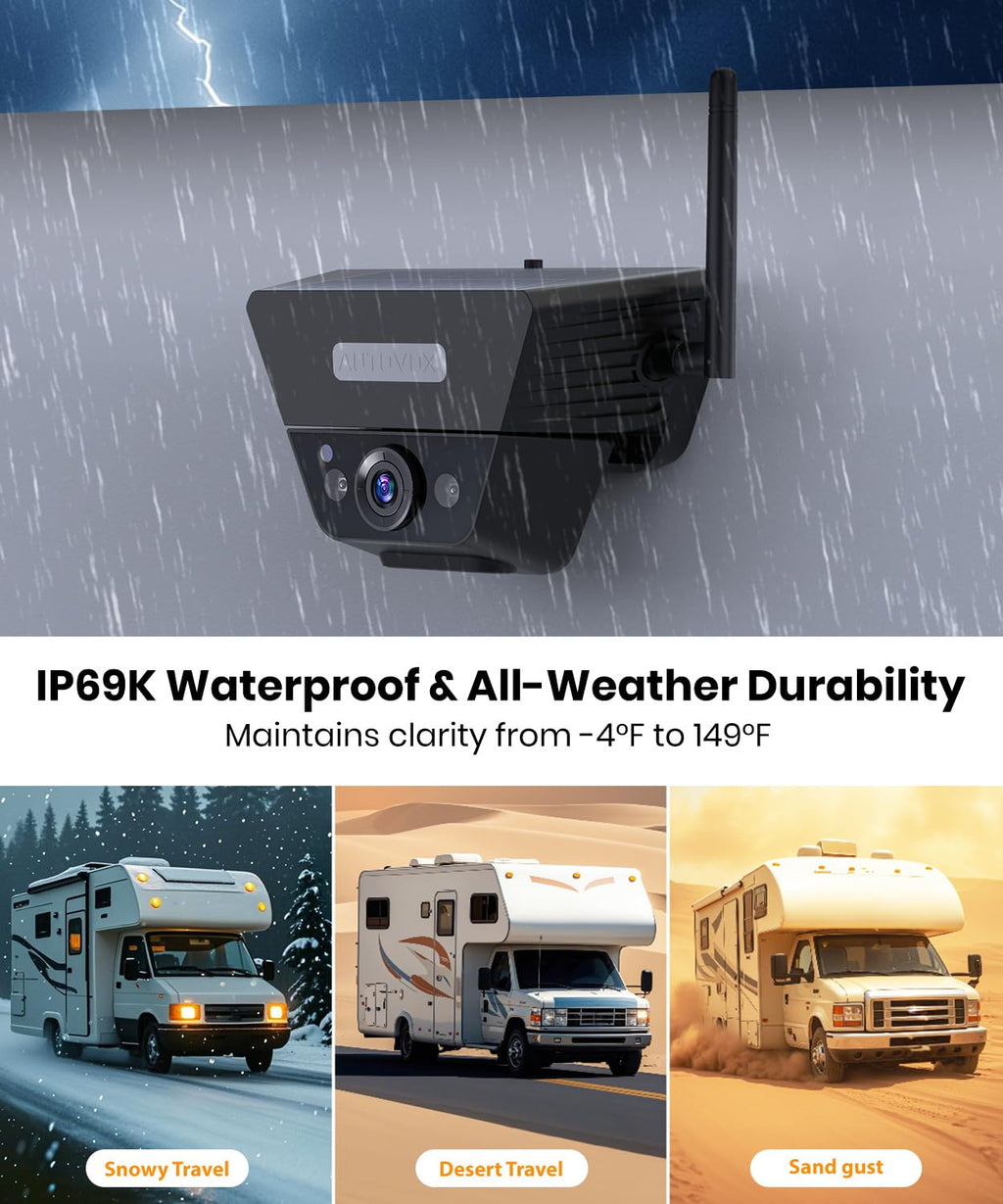 Wireless Backup Camera Solar Magnetic 7.2" 1080P Monitor F713