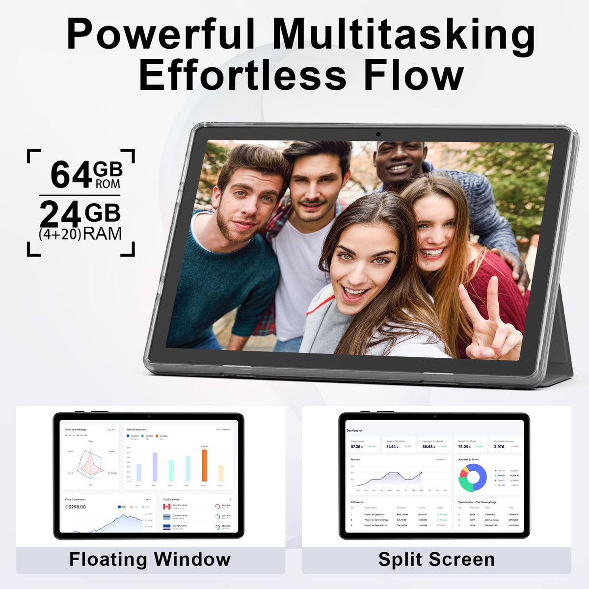 10 Inch Octa-Core Tablet with Keyboard Case Mouse Stylus D638