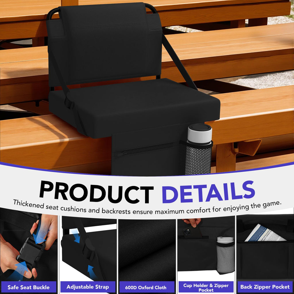 Adjustable Bleacher Chair with Back Support and Cup Holder N652484