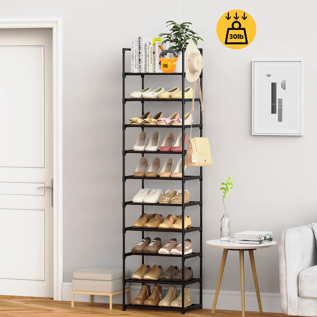 Black 10 Tiers Narrow Shoe Rack F7923