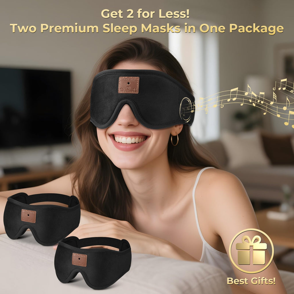 3D Bluetooth Sleep Mask with Headphones 2-Pack P130