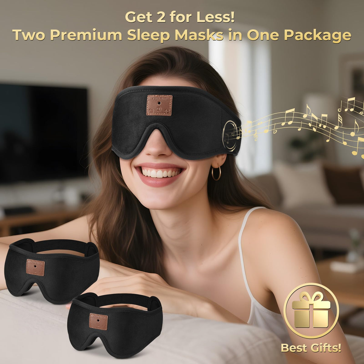 3D Bluetooth Sleep Mask with Headphones 2-Pack P130