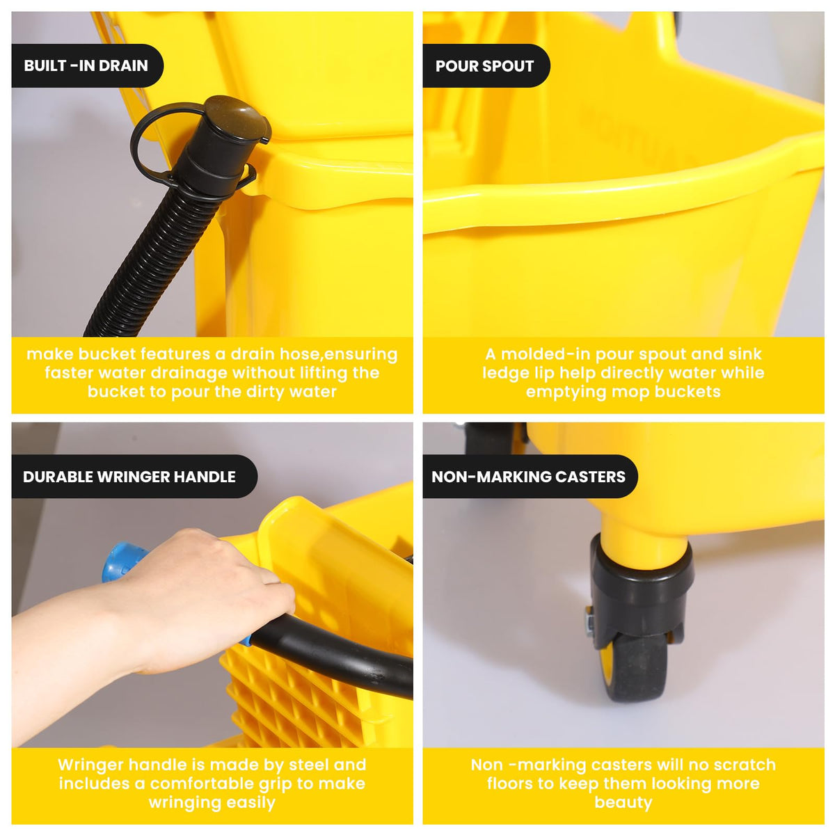 35Qt Mop Bucket with Wringer and Drain Hose H131893