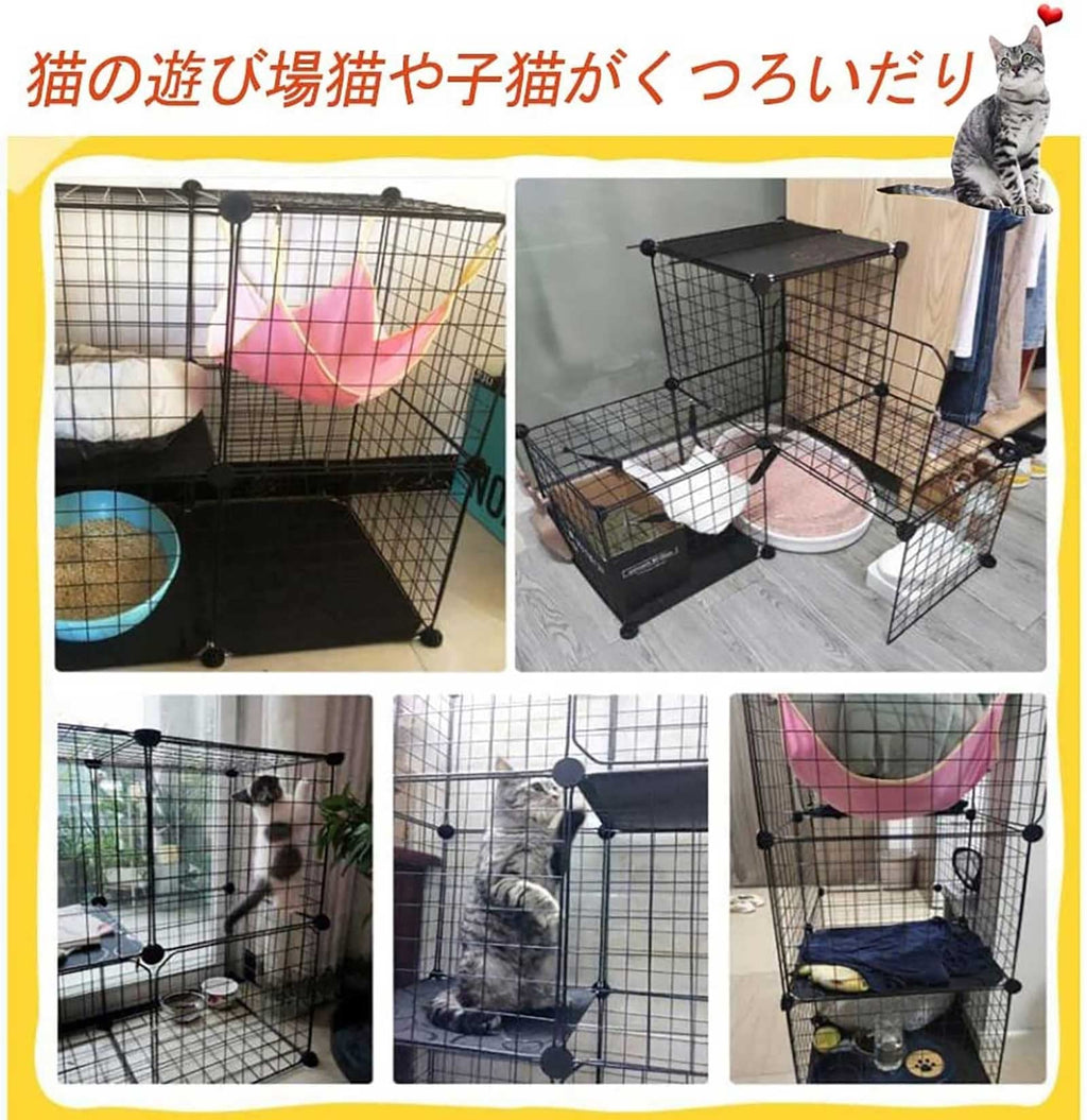 2-Tier Folding Metal Cat Cage with Hammock Y8832