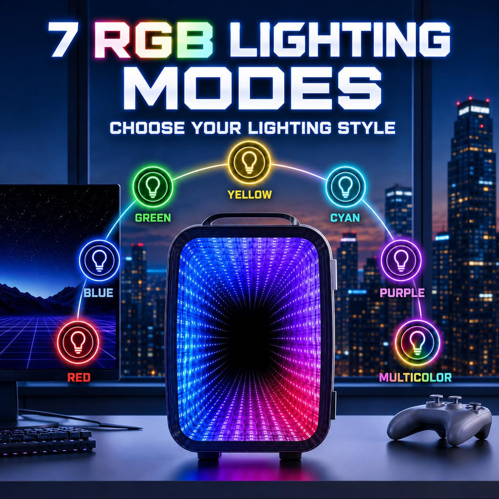 Mini Fridge with 7 Gaming Lights Modes U95548