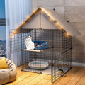 2-Tier Folding Metal Cat Cage with Hammock Y8832
