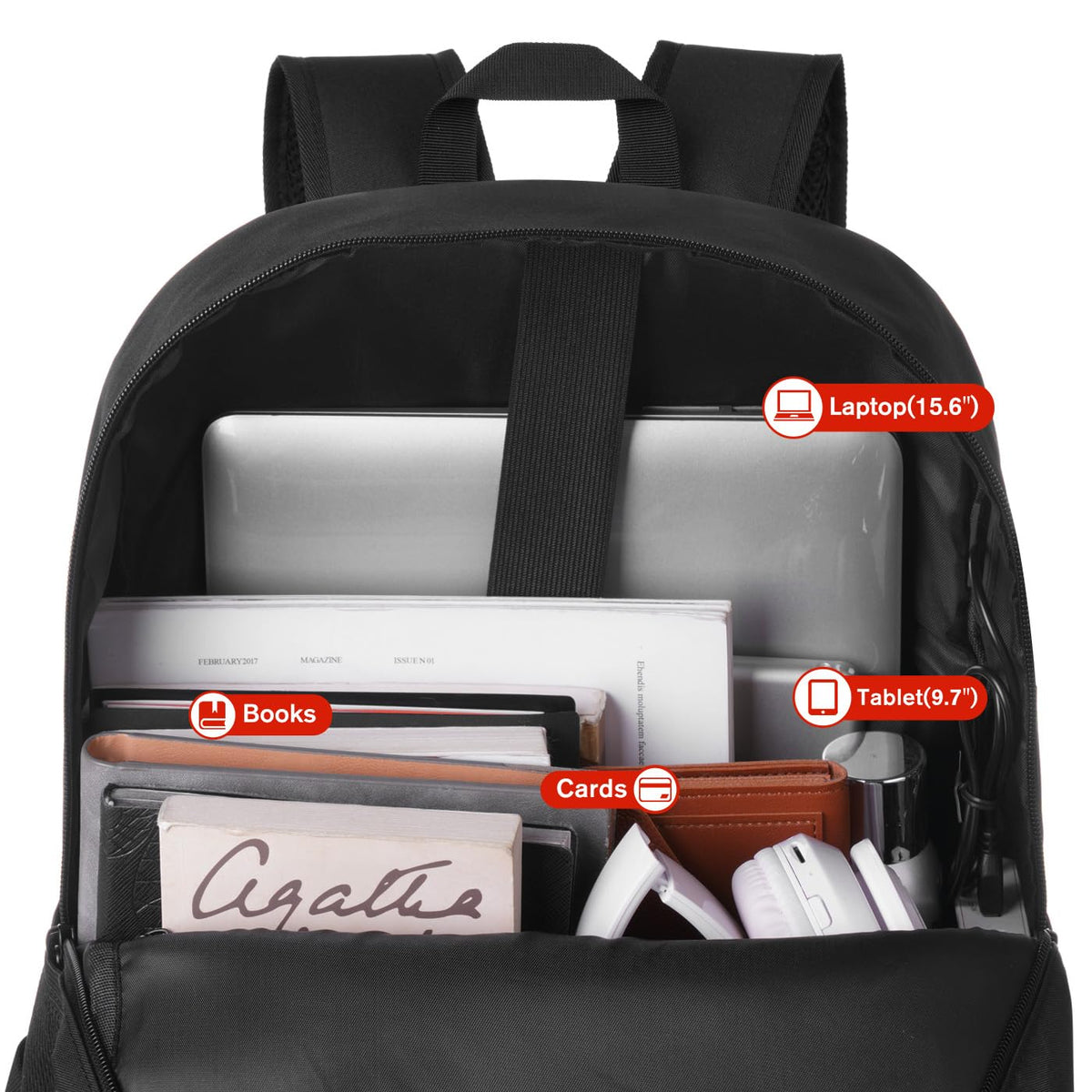 Black 15.6 Inch Laptop Backpack with USB Charger L38858