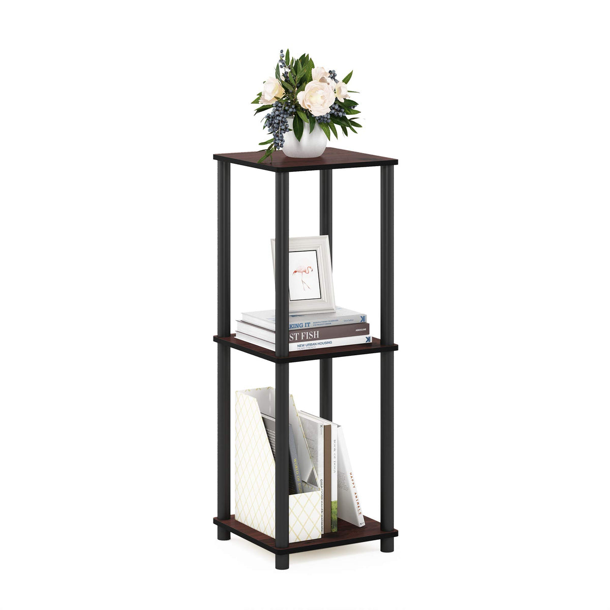 Set of 2 Dark Cherry Black End Table W362
