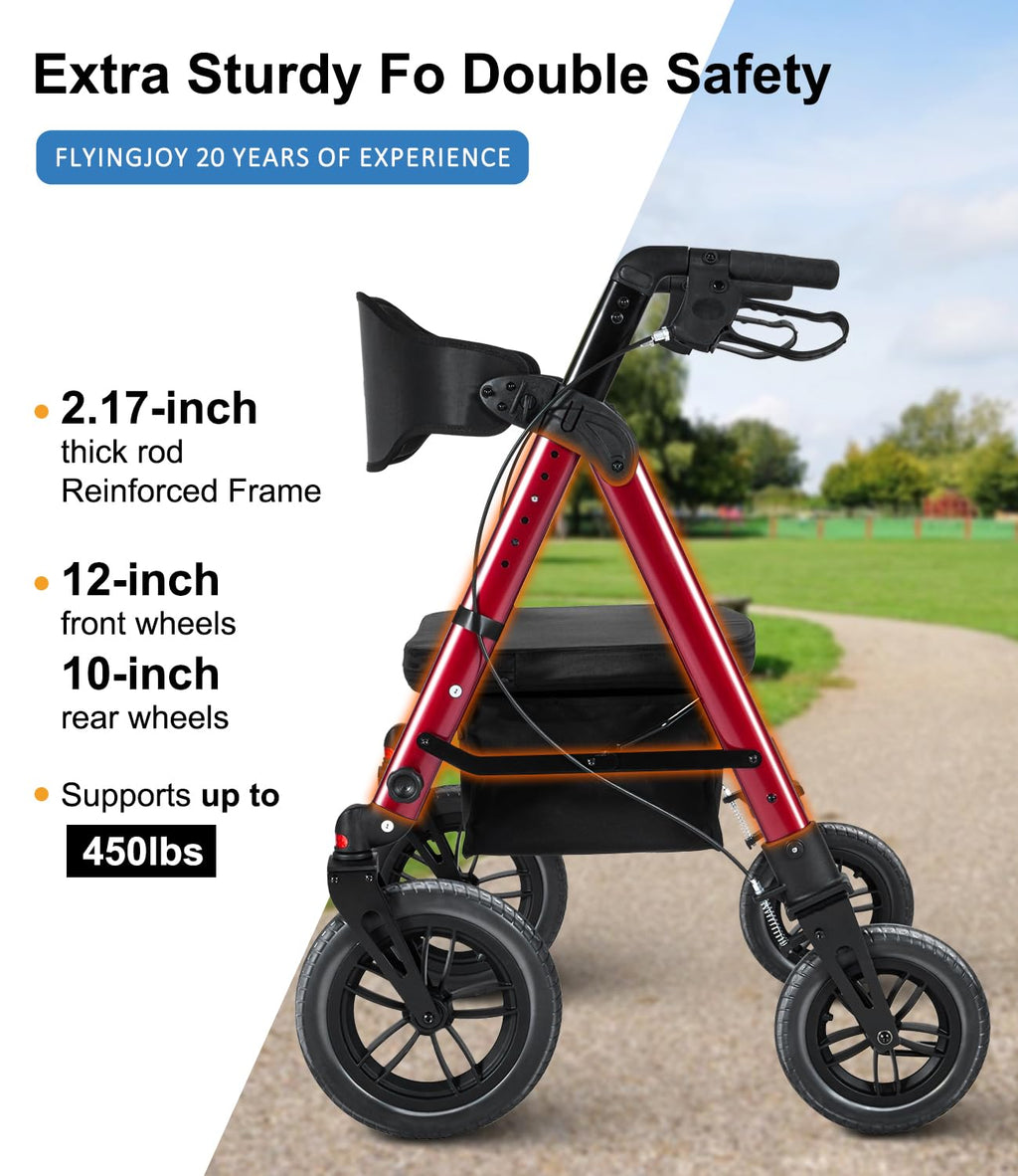 Heavy-Duty Bariatric Rollator Walker with Seat U957
