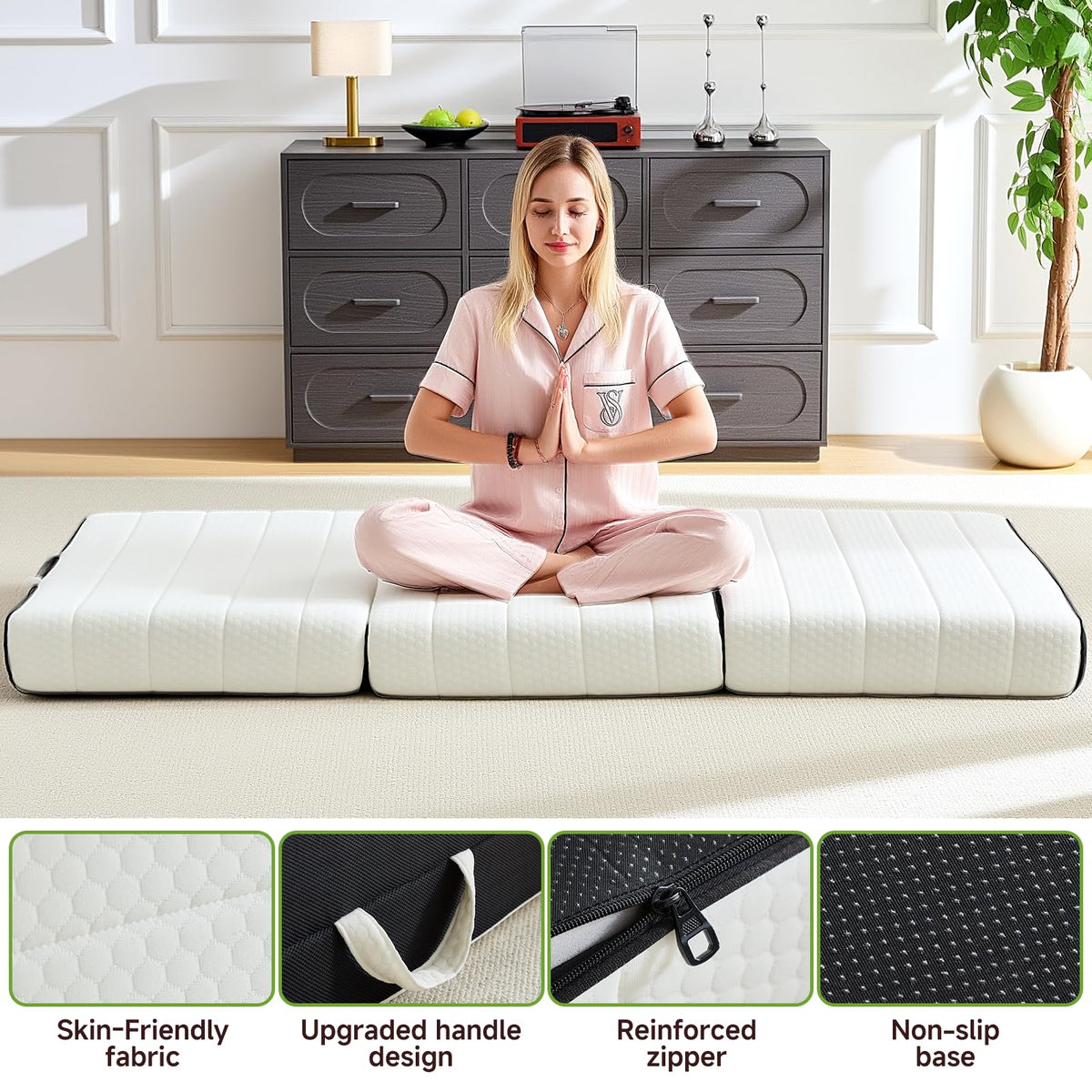 King Tri-Fold Memory Foam Mattress with Washable Cover S790