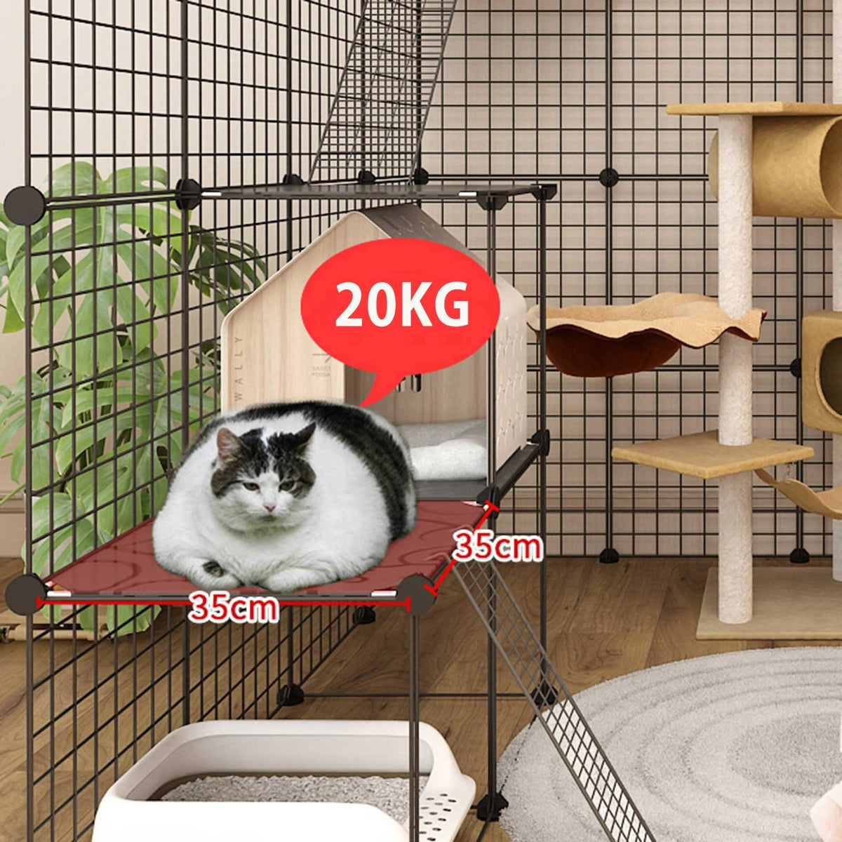 2-Tier Folding Metal Cat Cage with Hammock Y8832