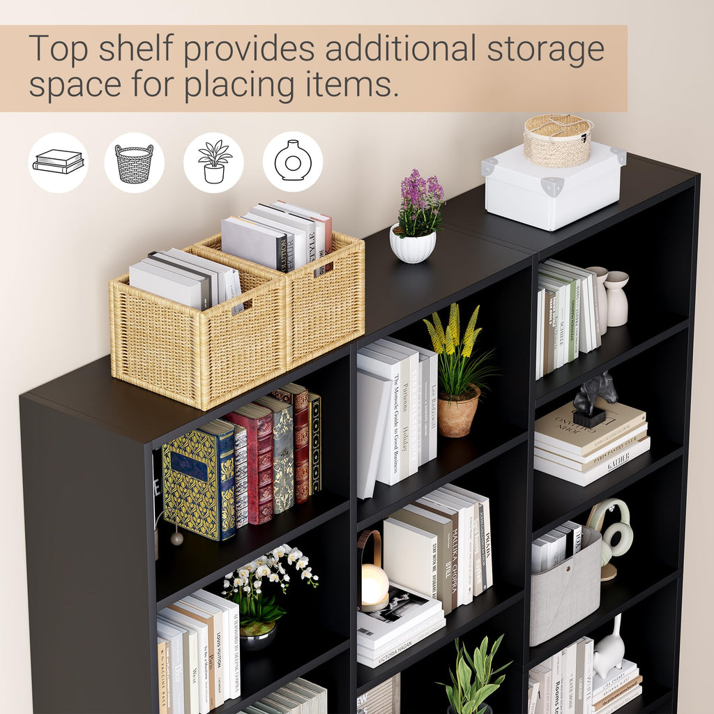 Black 6 Tier 17 Shelf Bookshelf O832