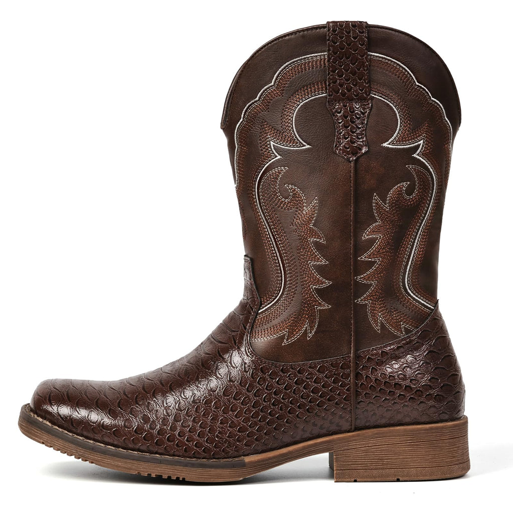 Cowboy Boots for Men Square Toe Mid Calf M1688