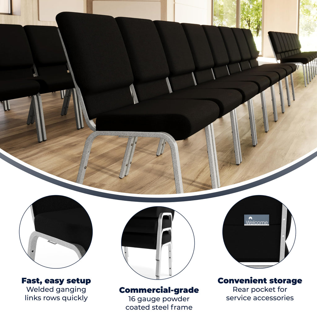 4 Pack Black Fabric Stacking Church Chair B649