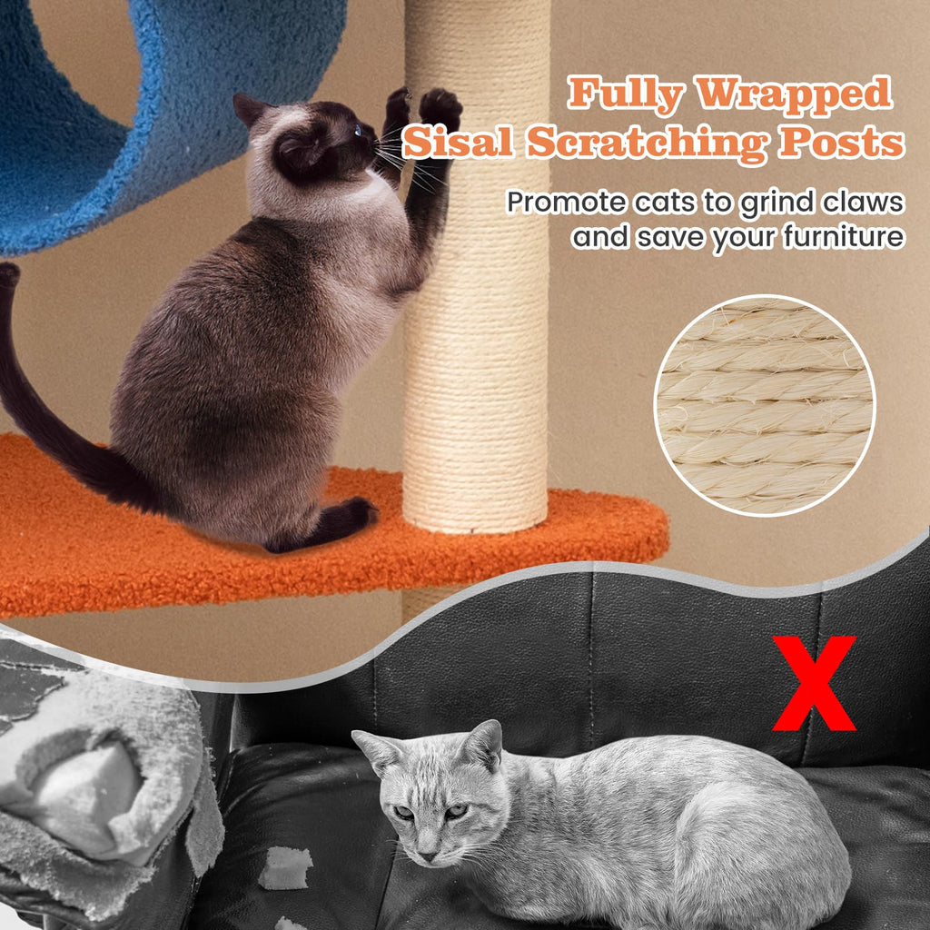 70 inch Multi-Level Cat Tree Tower with Scratching Posts D759