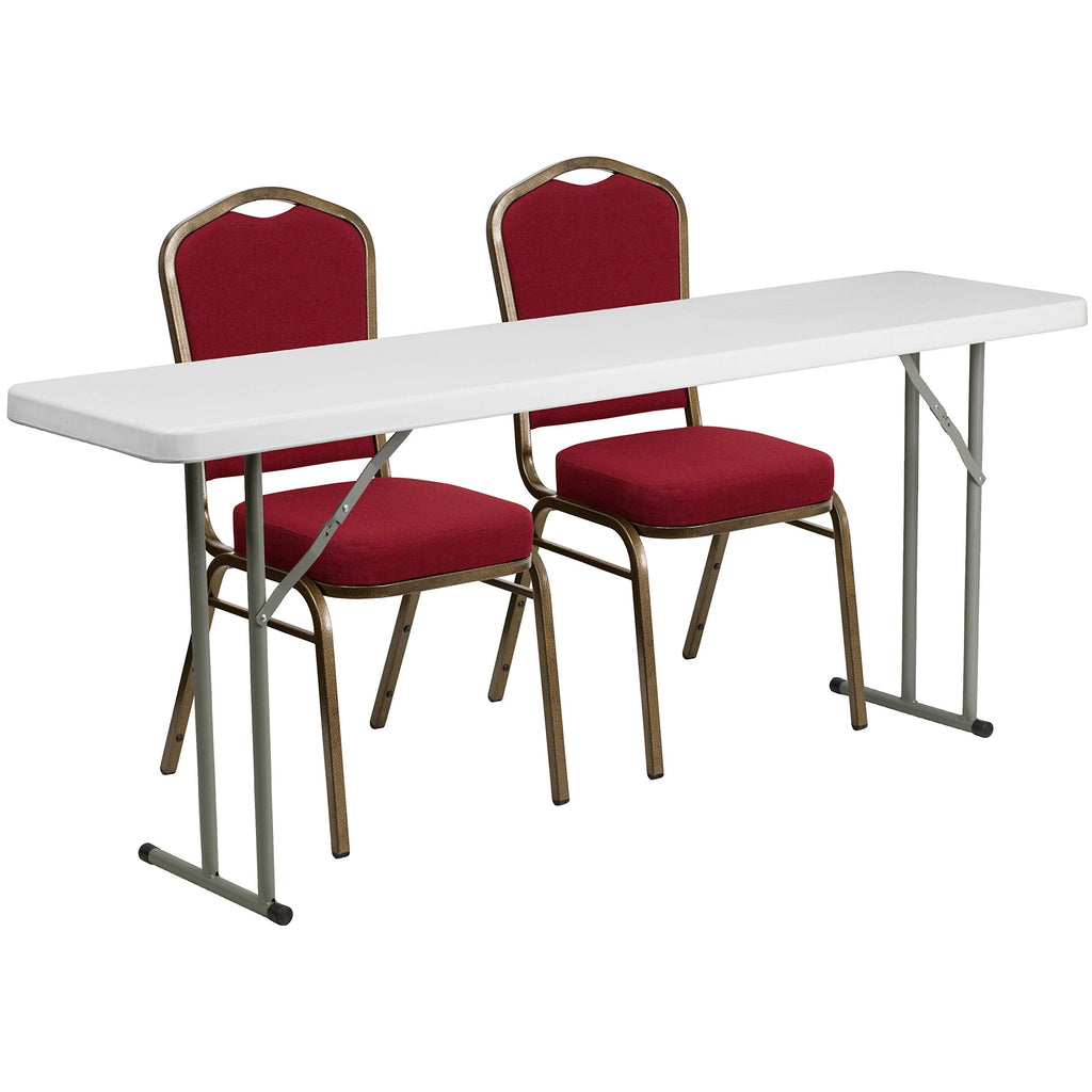 Granite White Plastic Folding Training Table Set U841046