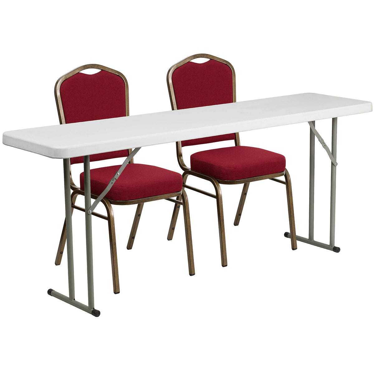 Granite White Plastic Folding Training Table Set U841046