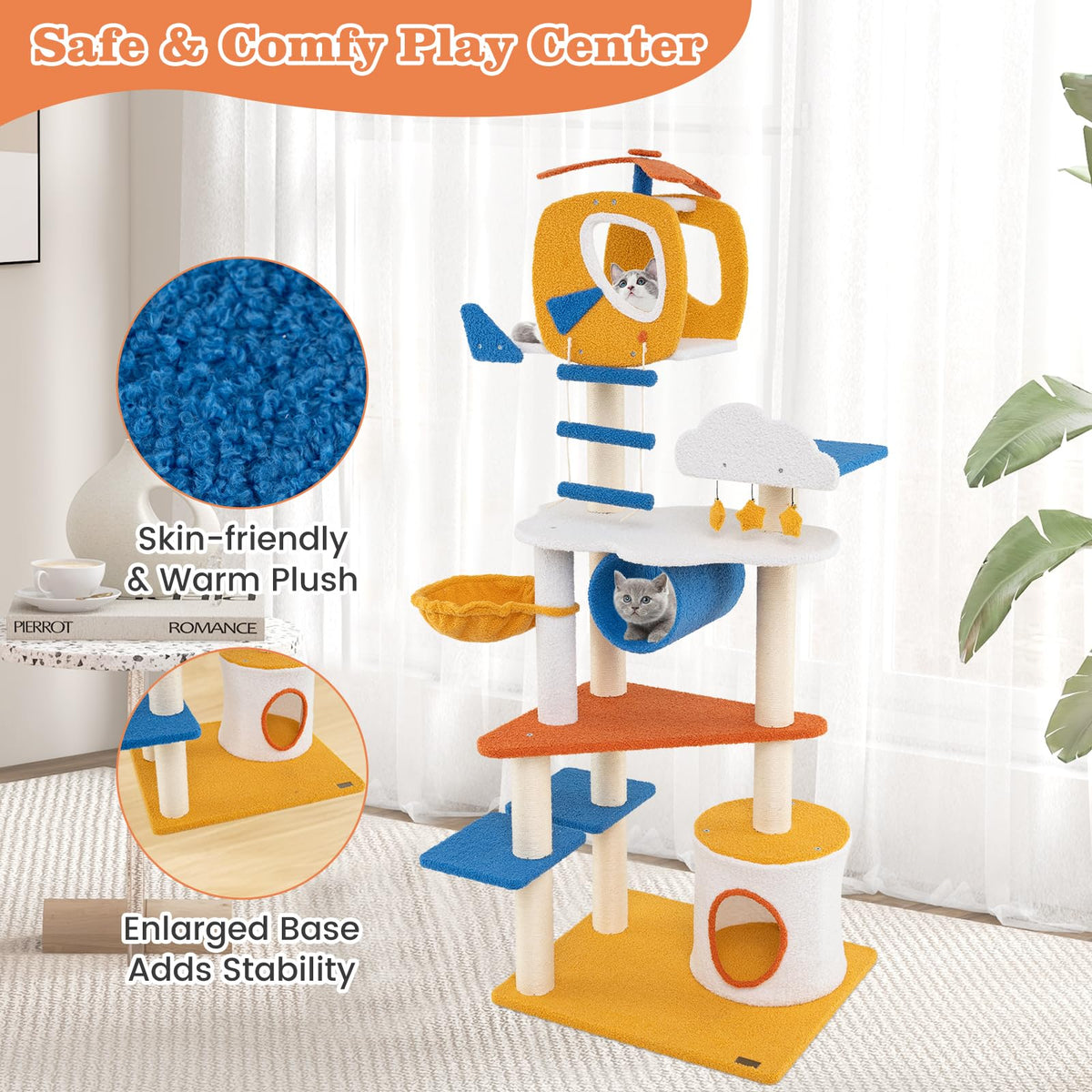 70 inch Multi-Level Cat Tree Tower with Scratching Posts D759