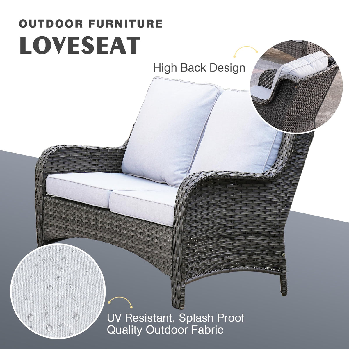 6 Piece Wicker Patio Furniture Set with Fire Pit Table W35914