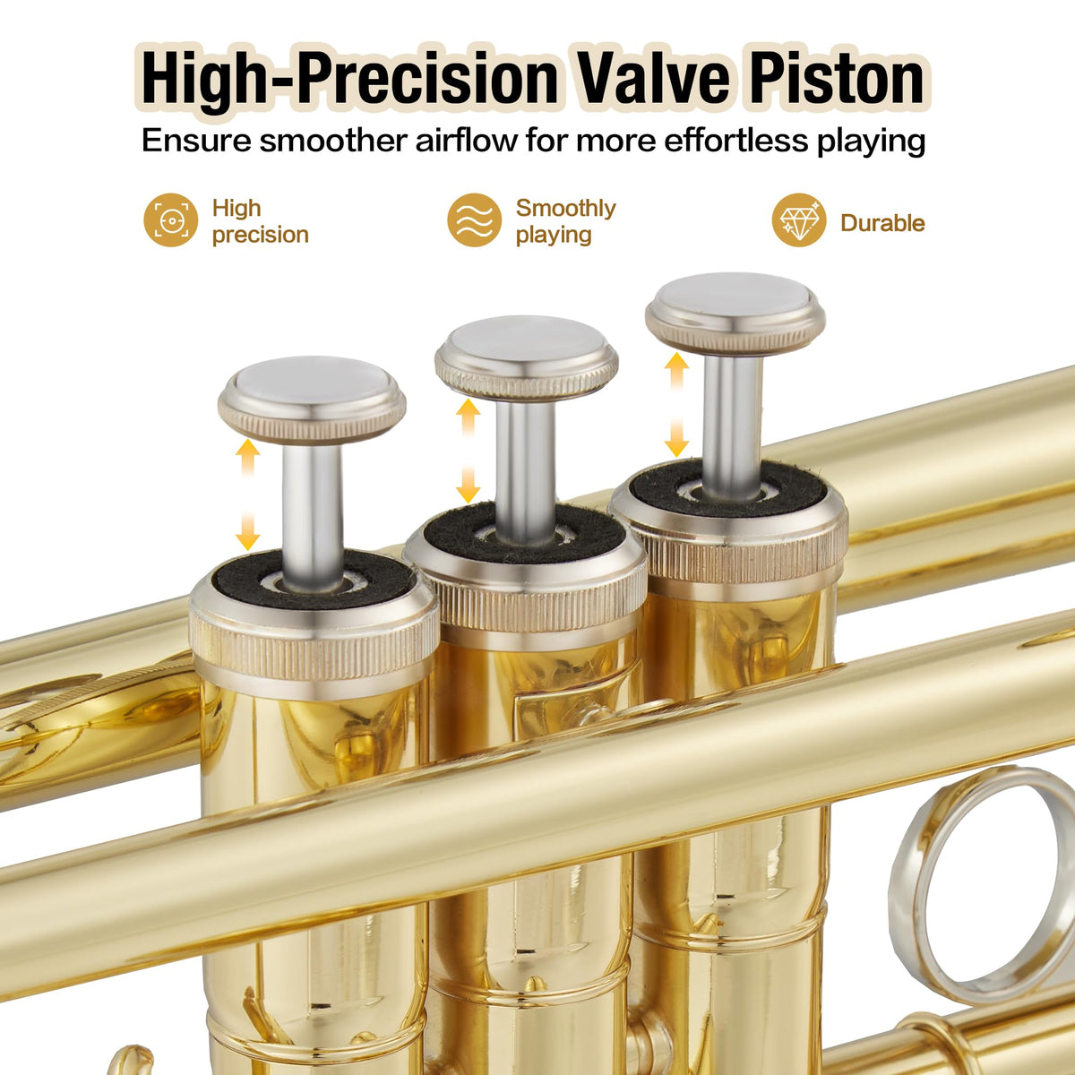 Brass Standard Trumpets with Bag, Mouthpiece, Strap, Gloves, Cleaning Cloth, Trumpet Oil V227825