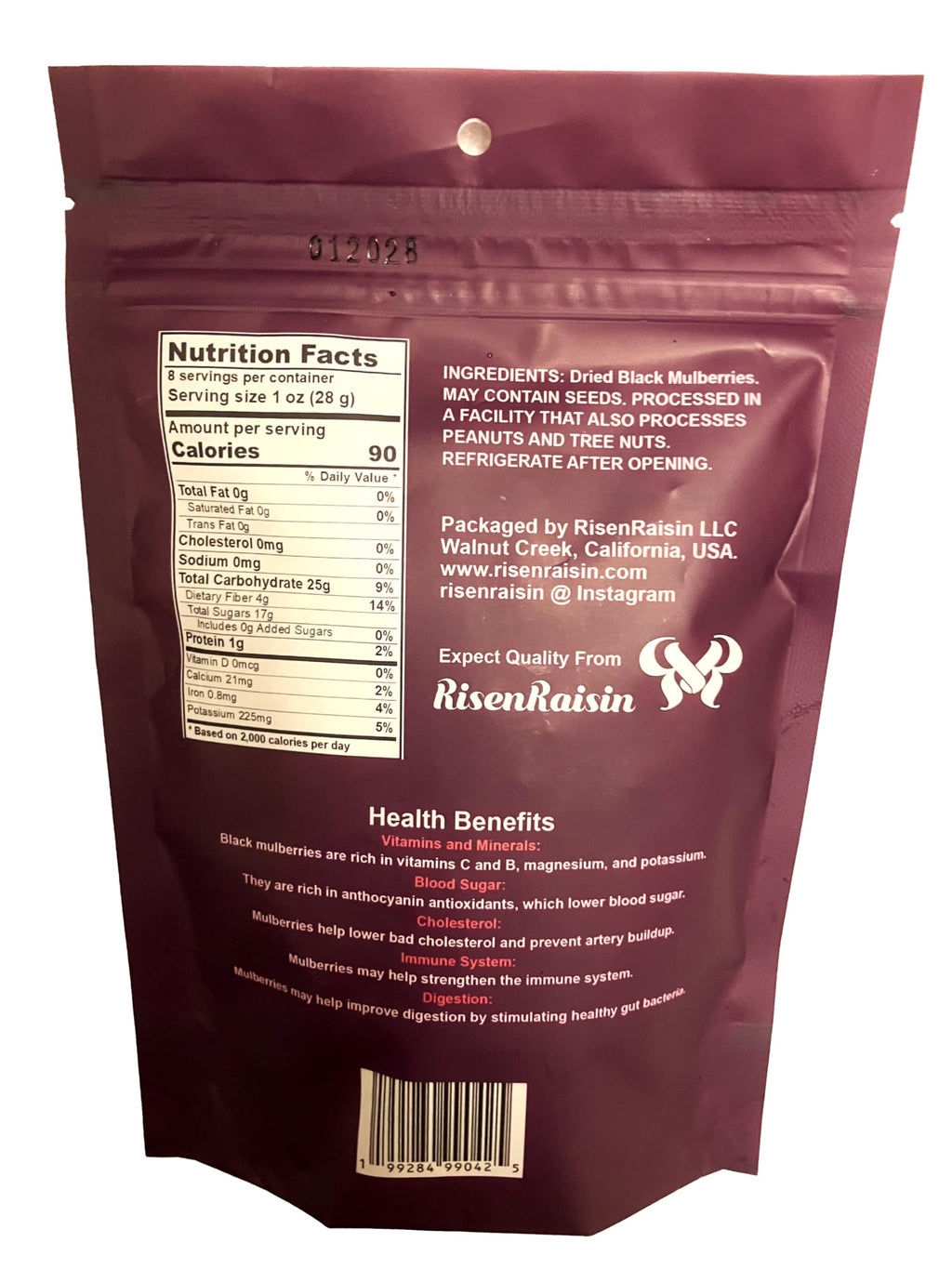 Dried Black Mulberries 8 oz No Sugar Added C56395