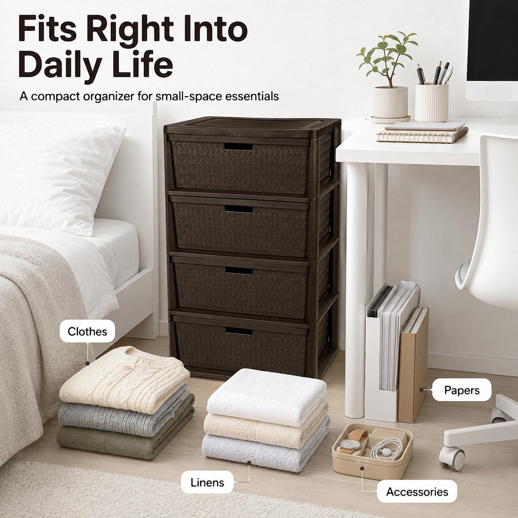 4 Drawer Brown Plastic Storage Tower N68664