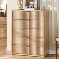 Fluted 5 Drawers Natural Wood Dresser G645