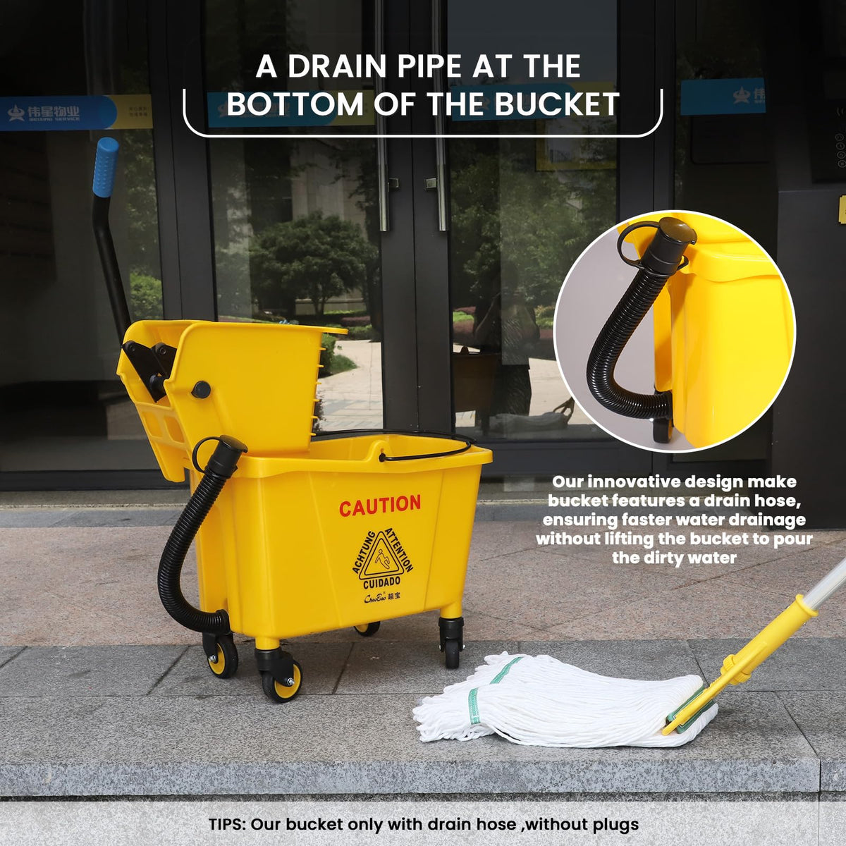 35Qt Mop Bucket with Wringer and Drain Hose H131893