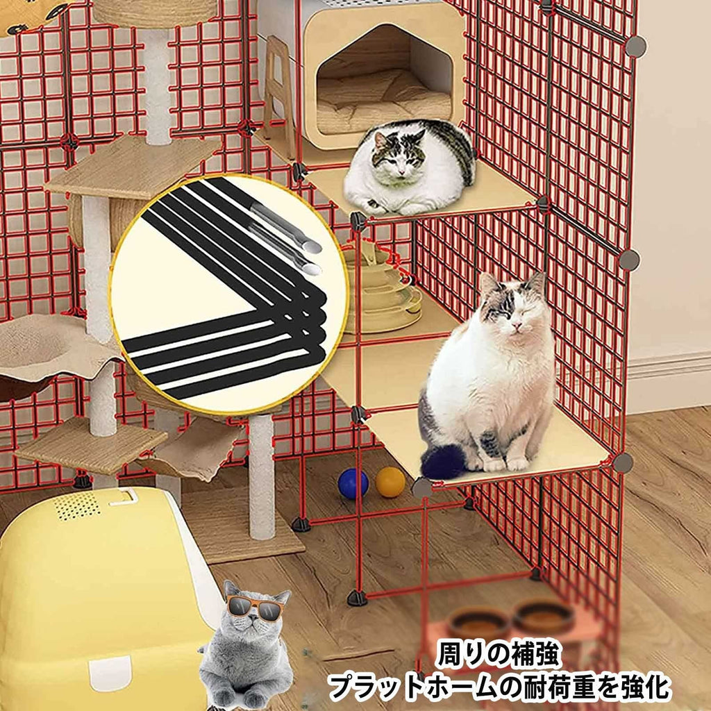 2-Tier Folding Metal Cat Cage with Hammock Y8832