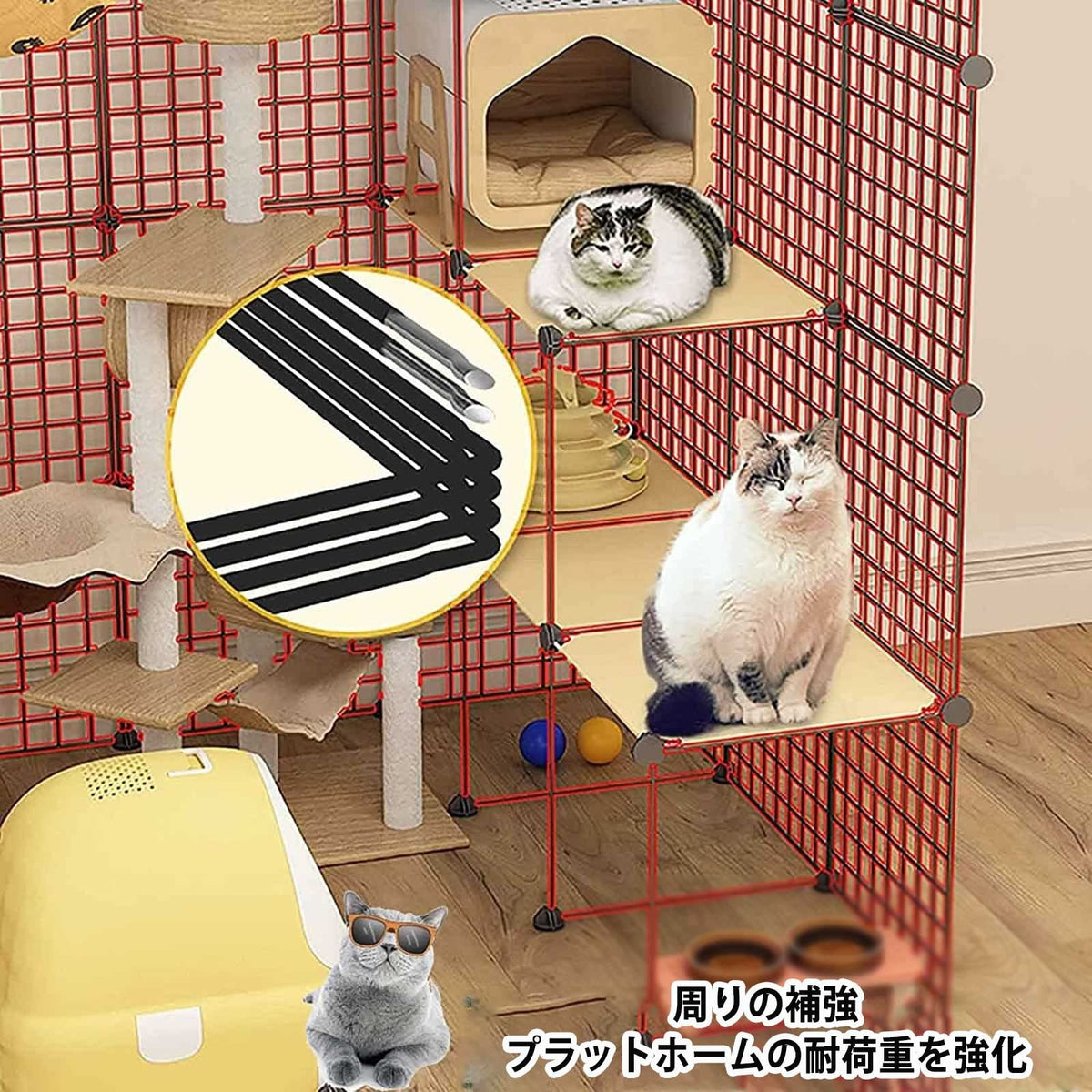 2-Tier Folding Metal Cat Cage with Hammock Y8832