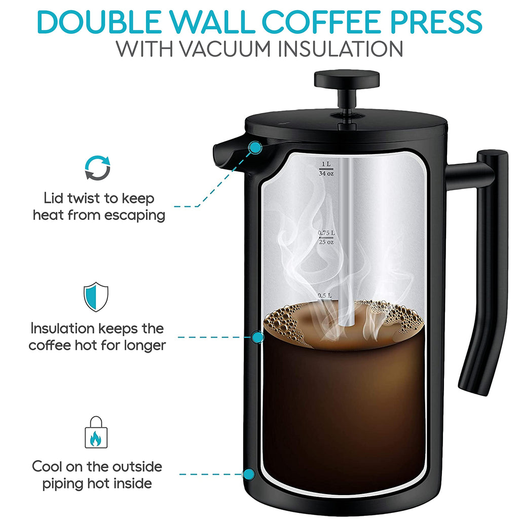 34oz Insulated Stainless Steel French Press O537