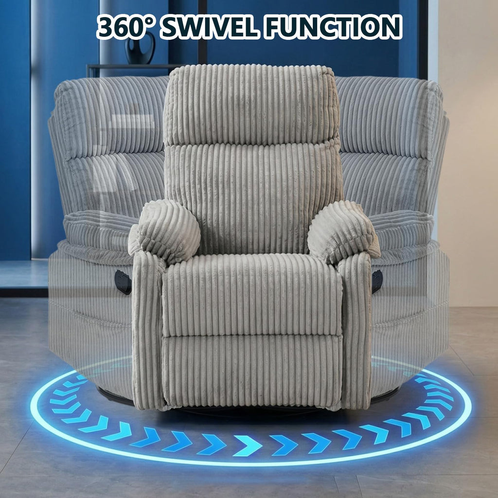 360° Swivel Rocking Corduroy Recliner V499173