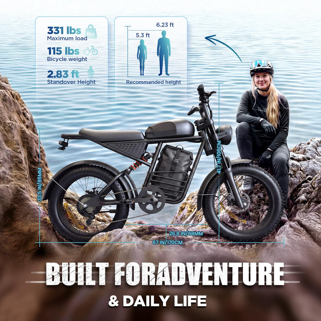 1000W Electric Bike 48V 15Ah 20" Fat Tire 7-Speed J686
