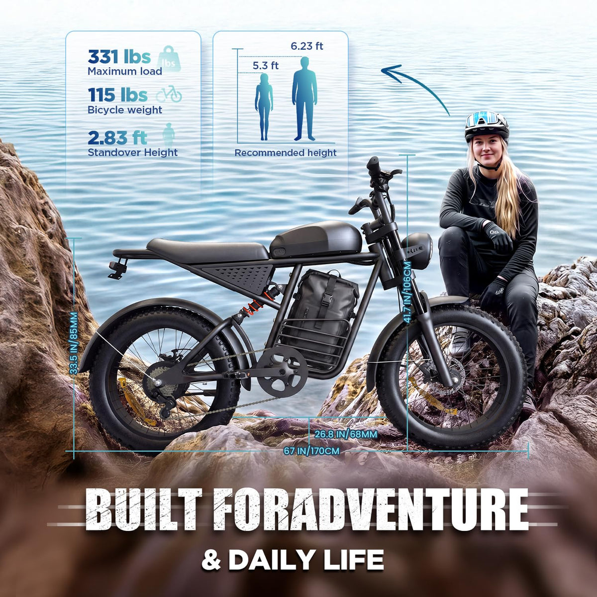 1000W Electric Bike 48V 15Ah 20" Fat Tire 7-Speed J686