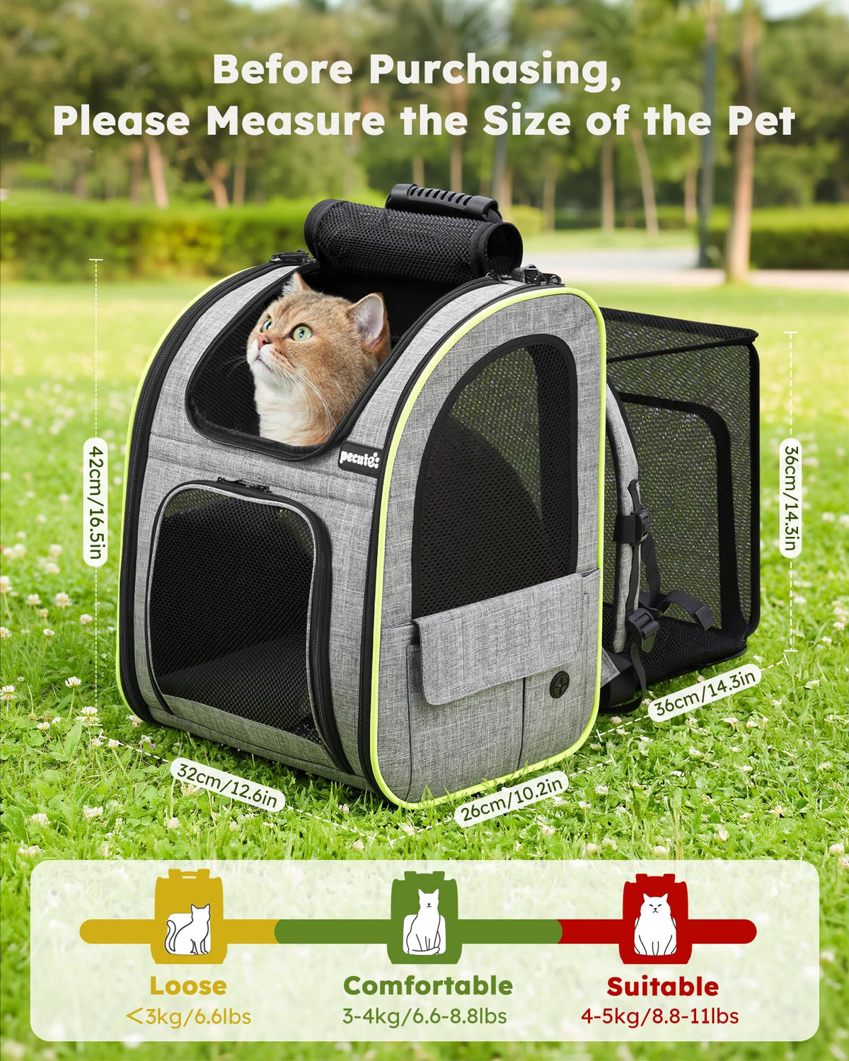 Expandable Cat Carrier Backpack with Breathable Window U722
