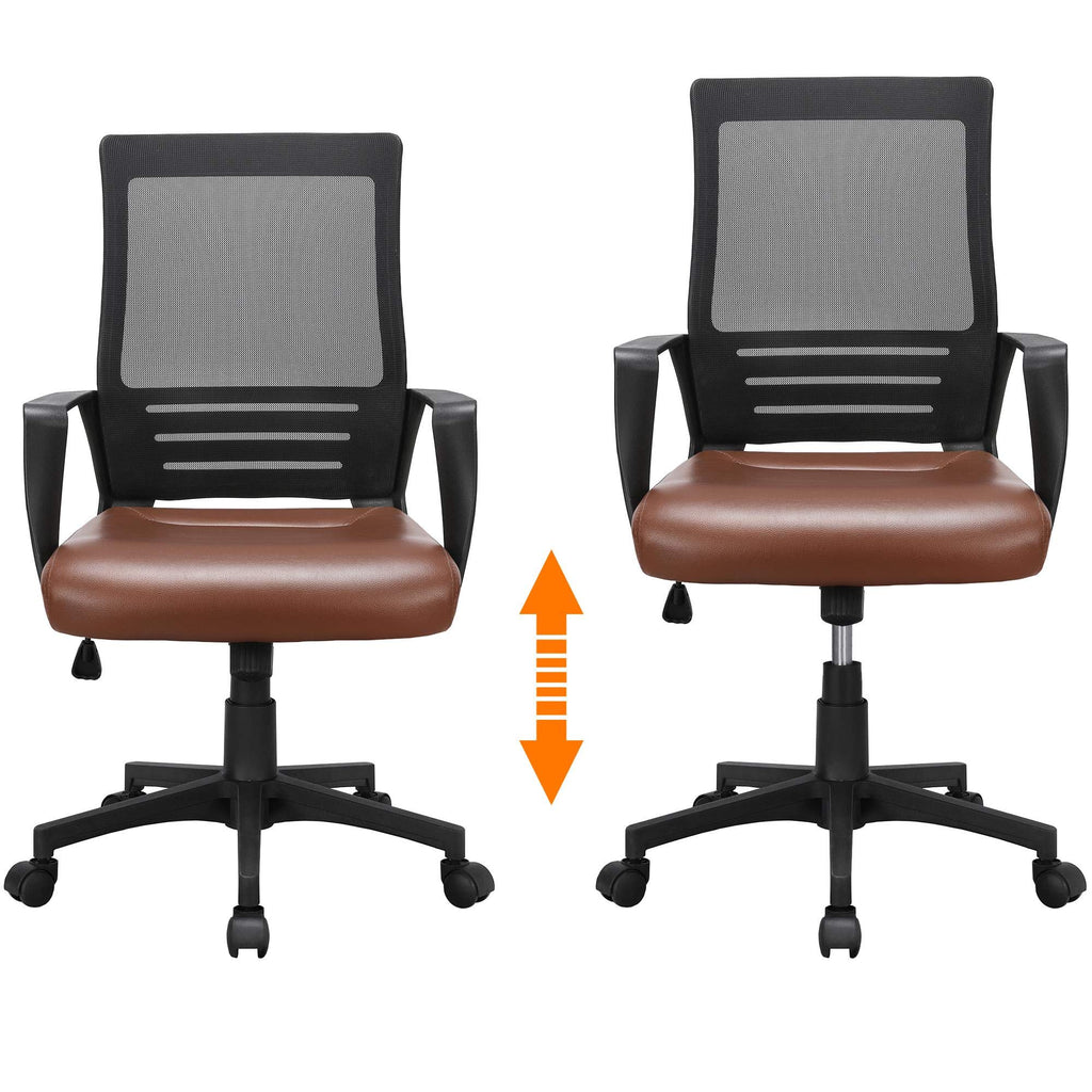 Brown Mesh Swivel Office Desk Chair E9014
