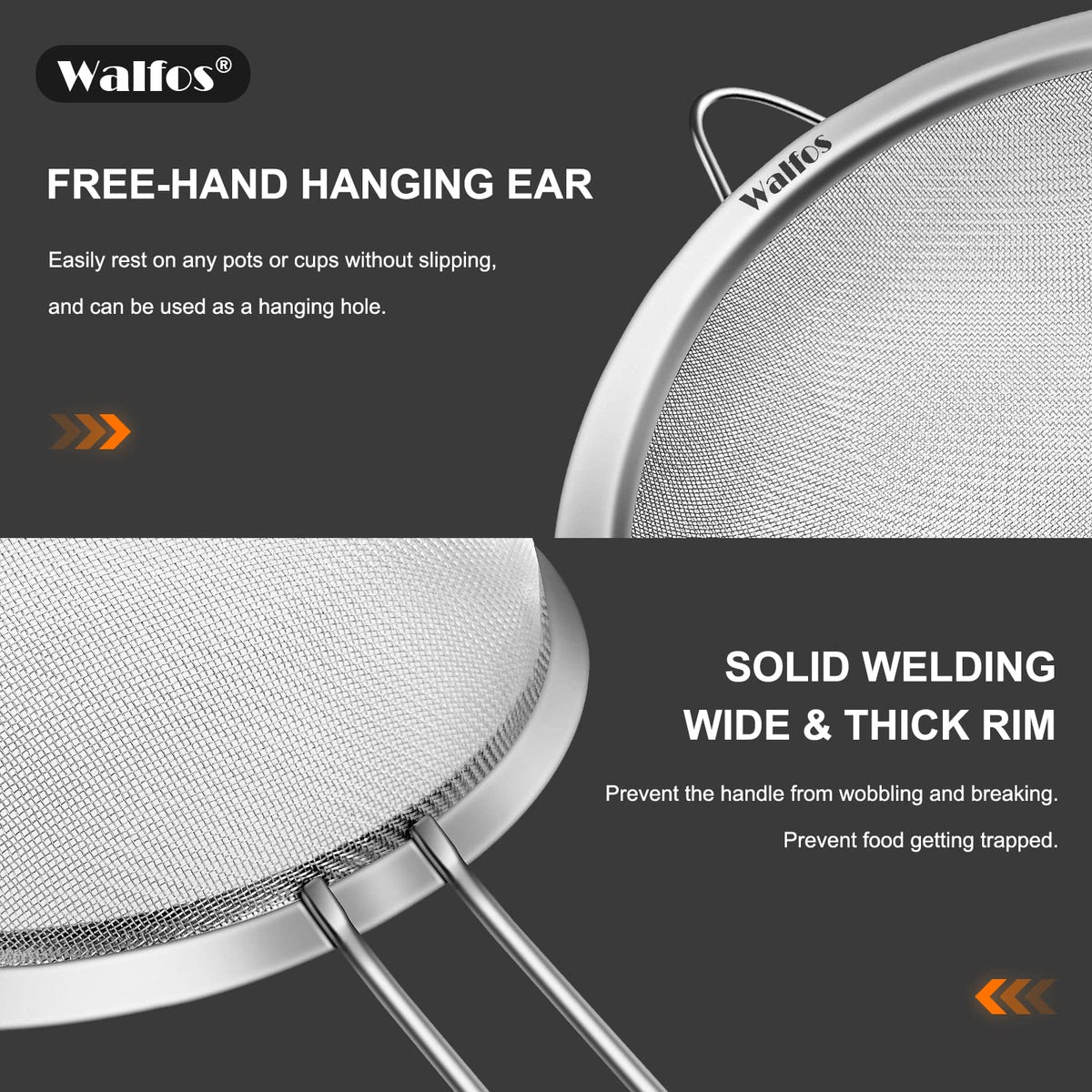 Large Fine Mesh Stainless Steel Strainer Set of 2 L54546