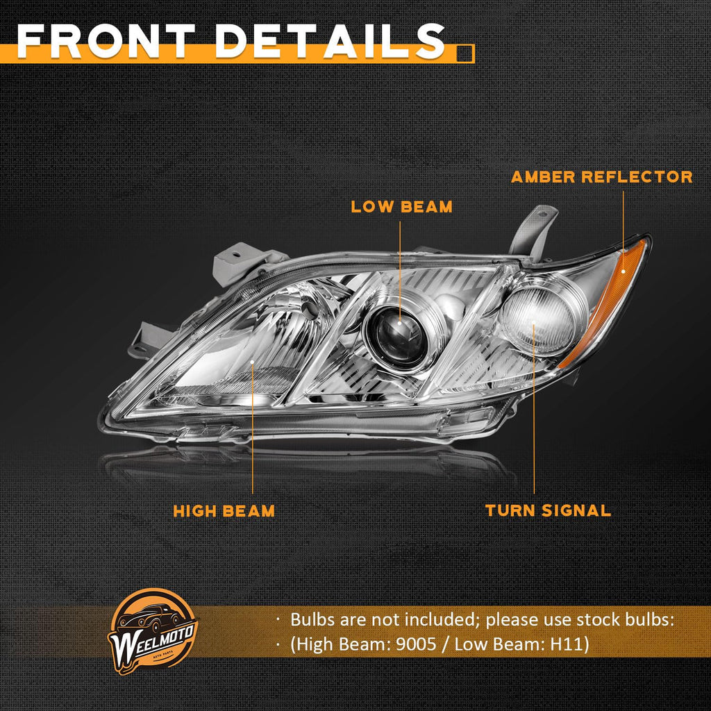 Anti-Fogging Headlights Assembly for Toyota Camry Pair with LED Parking Light Bulbs E7322