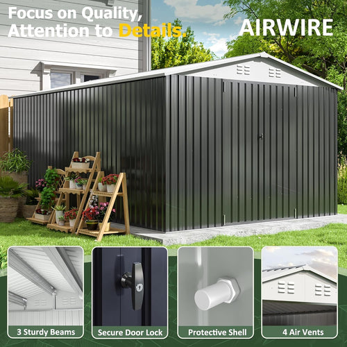 10x14 FT Metal Garden Storage Shed W140
